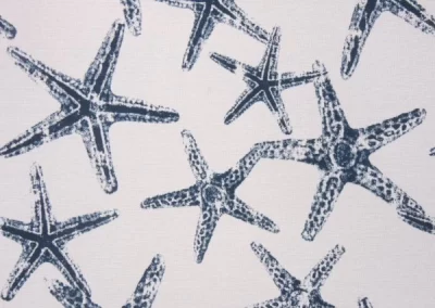 white/navy starfish fabric