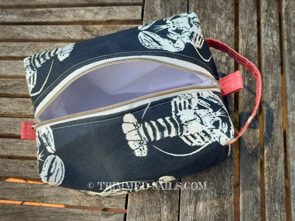 inside lobster makeup bag