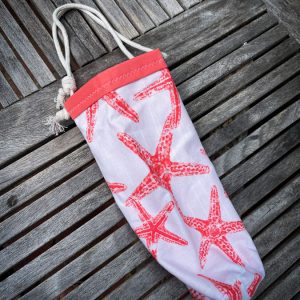 coral starfish nautical theme wine bag