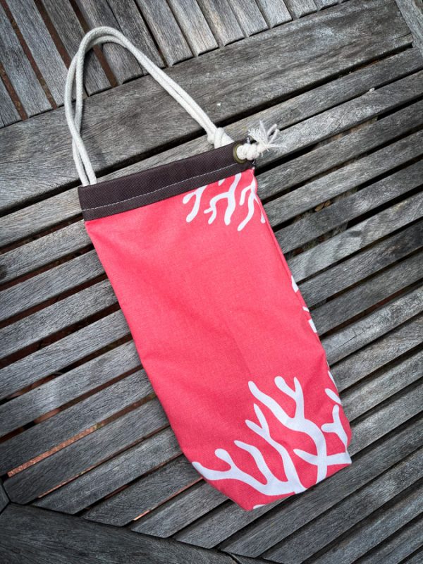 nautical theme coral wine bag