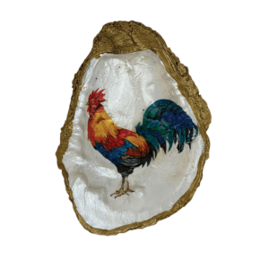Decoupage Shell Ornament Rooster