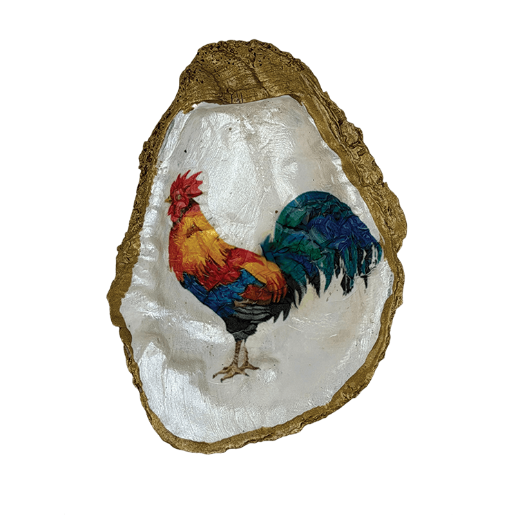 Decoupage Shell Ornament Rooster