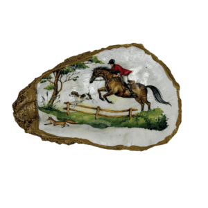 Decoupage Shell Ornament Equestrian Jumper