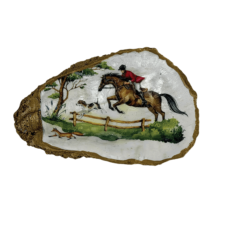 Decoupage Shell Ornament Equestrian Jumper