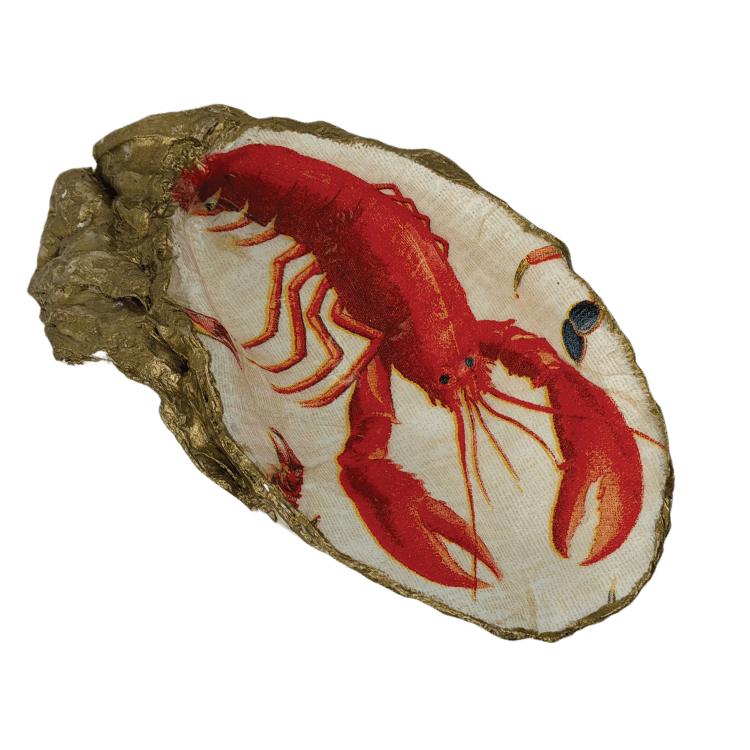 Decoupage Shell Trinket Dish Red Lobster (large)