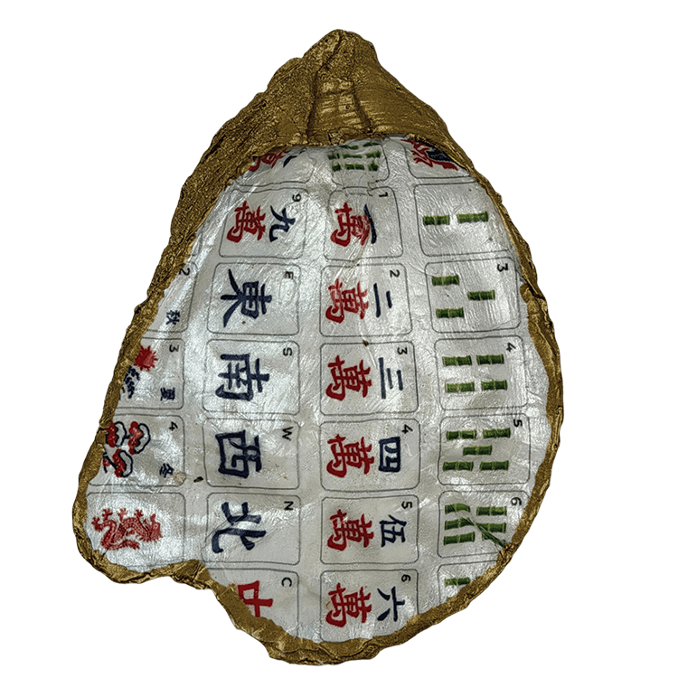 Decoupage Shell Trinket Dish Mahjong Pieces print