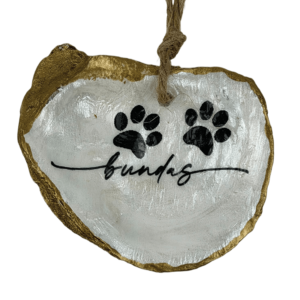 Decoupage Shell Ornament Paw Prints