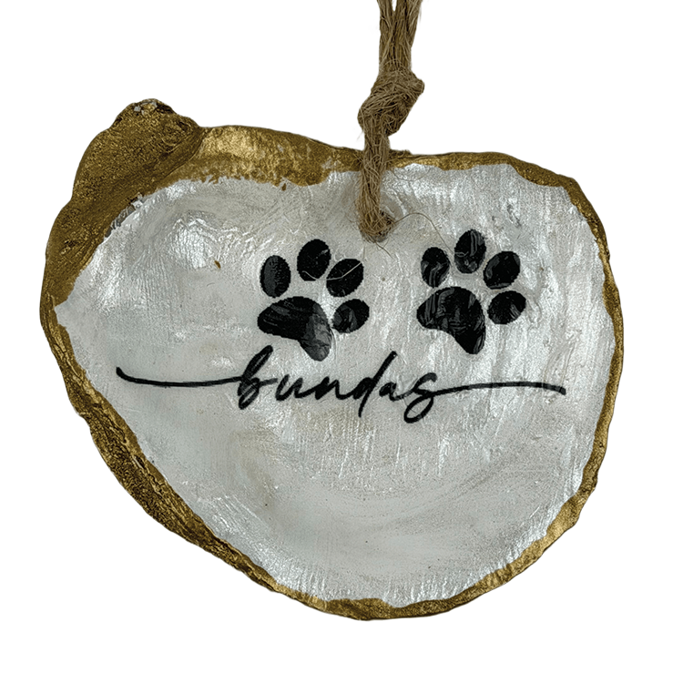 Decoupage Shell Ornament Paw Prints