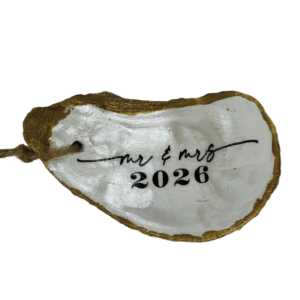 Decoupage Shell Ornament Mr & Mrs w/Custom Year