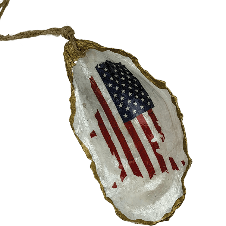Decoupage Shell Ornament USA Flag (large)