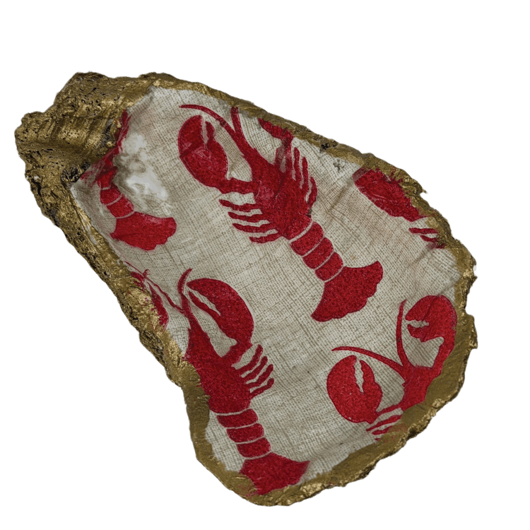Decoupage Shell Trinket Dish Red Lobster (small print)