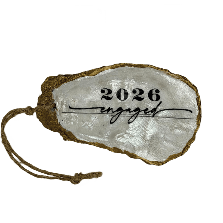 Decoupage Shell Ornament Engaged + year