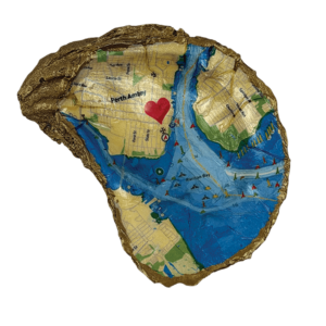 Decoupage Shell Trinket Dish Navigational Map RYC