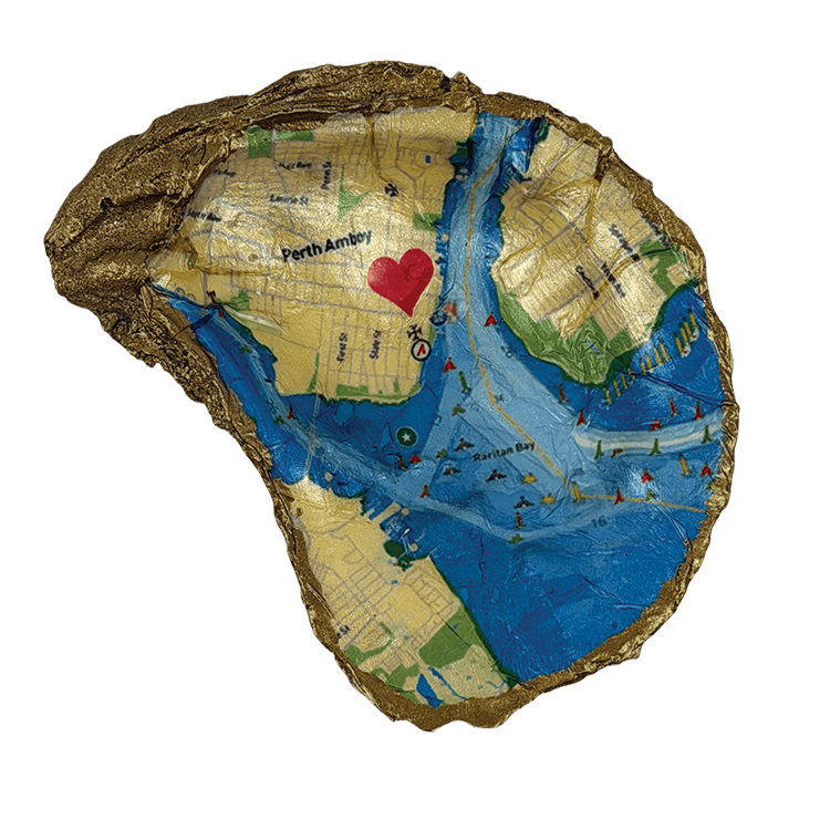 Decoupage Shell Trinket Dish Navigational Map RYC