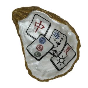 Decoupage Shell Trinket Dish Mahjong print (large)