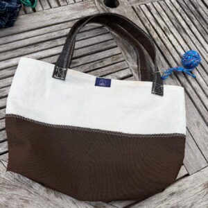 White & brown sailcloth tote bag-4